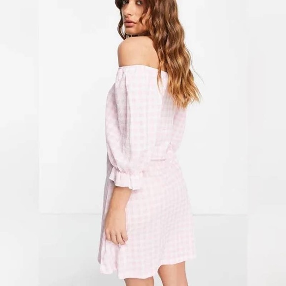 NWT VERO MODA Barbie Pink White Check Dress Size Small - Picture 3 of 4